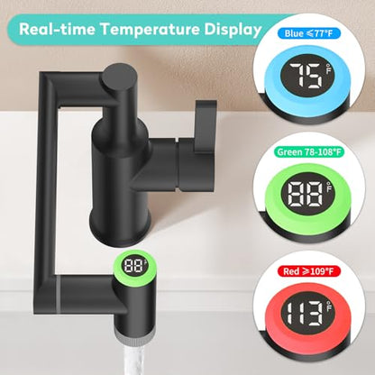 1080° Rotatable 1 Hole Bathroom Faucet with Temperature Display