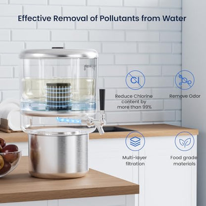 Gravity Fed Stainless Steel Countertop Water Filtration System 2.25G