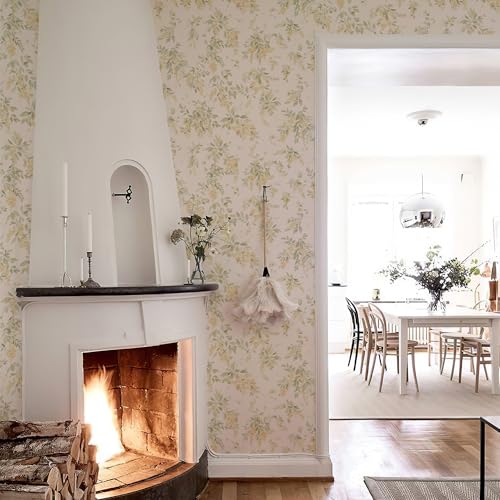 Flower Wallpaper Peel and Stick Watercolor Floral Self Stick Wallpaper Cabinet Contact Paper Boho Flower Self Adhesive Removable Wallpaper for Bedroom Decorative