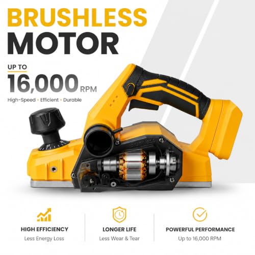 Brushless Cordless Hand Planer Compatible with Dewalt 20V MAX Battery