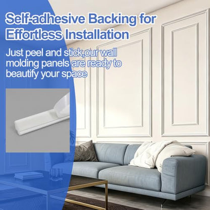 Bilinear Frame Peel and Stick Molding Trim Kit for Wall and Door (Bilinear 54.4 x 24in+54.4 x 48in)