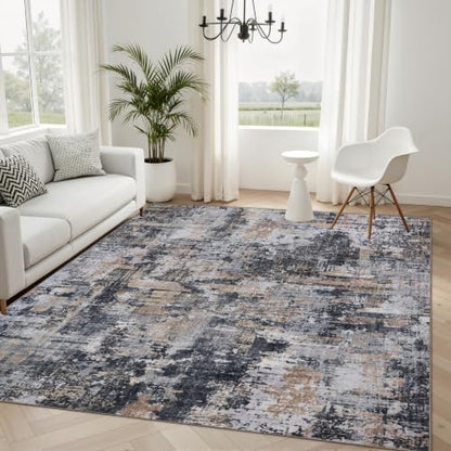 4x6 Washable Area Rug (Black & Cream / 4' x 6' (Rectangular))