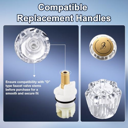 4 Pack Clear Acrylic Shower Knob Replacement Compatible with Delta Delex Peerless Faucets