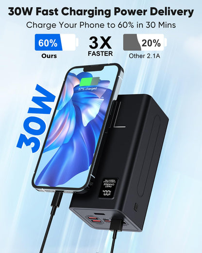Portable Charger 70000mAh Power Bank Fast Charging (Black)