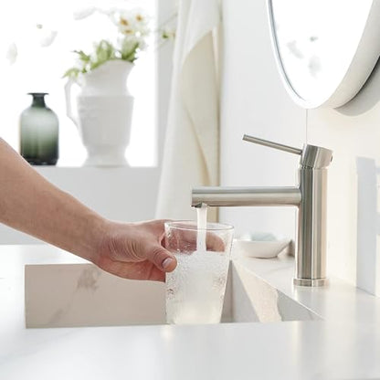 Waterfall Bathroom Faucet Single Handle Lavatory with Pop Up Drain