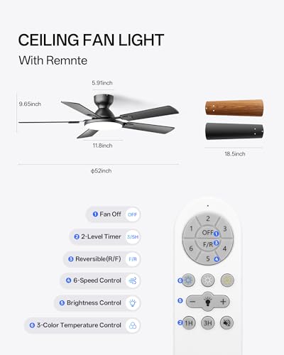 Ceiling Fans with Lights 52 Inch