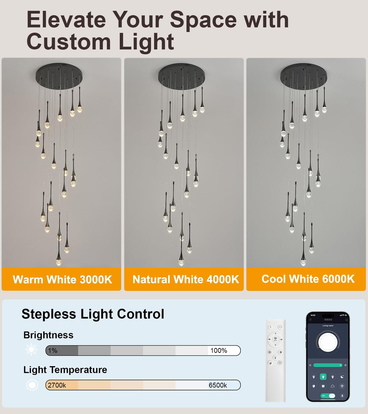 18 Lights Black Crystal Chandelier (Black / 18 Lights)
