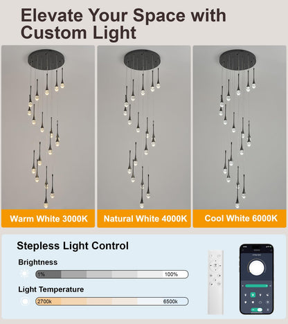 18 Lights Black Crystal Chandelier (Black / 18 Lights)