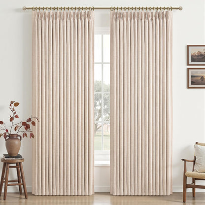 Linen Blackout Curtains 90 Inches Long 2 Panels (Linen / 50"W x 90"L (Pack of 2))