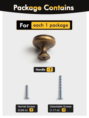 Antique Brass Cabinet Knobs 5 Pack