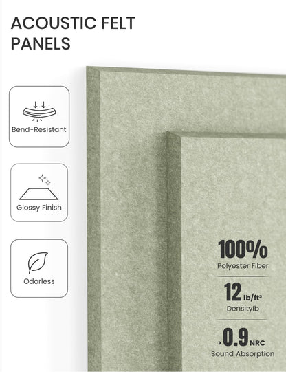 Felt Bulletin Board & Cork Board Alternative 48'' x 36'' (Sage-1 / Solid tile 6-pack)