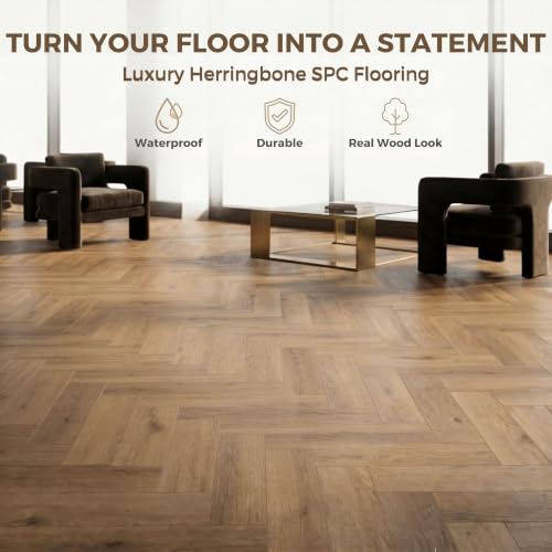 from Plain to Beautiful in Hour Herringbone SPC Vinyl Flooring Planks and Samples
