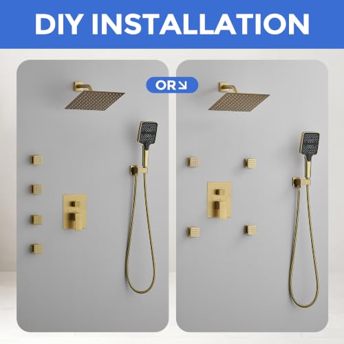 10 Inch Rain Shower Faucet Set with Body Jets