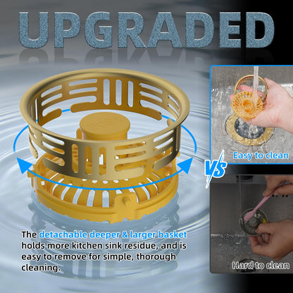 3 in 1 Kitchen Sink Drain Strainer (Brushed Gold)