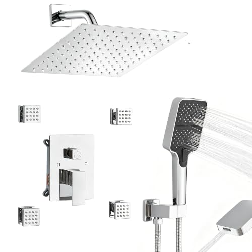10 Inch Rain Shower Faucet Set with Body Jets