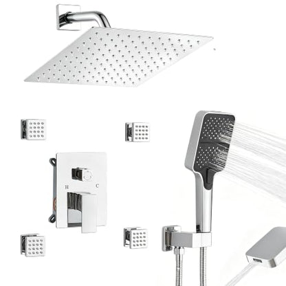 10 Inch Rain Shower Faucet Set with Body Jets