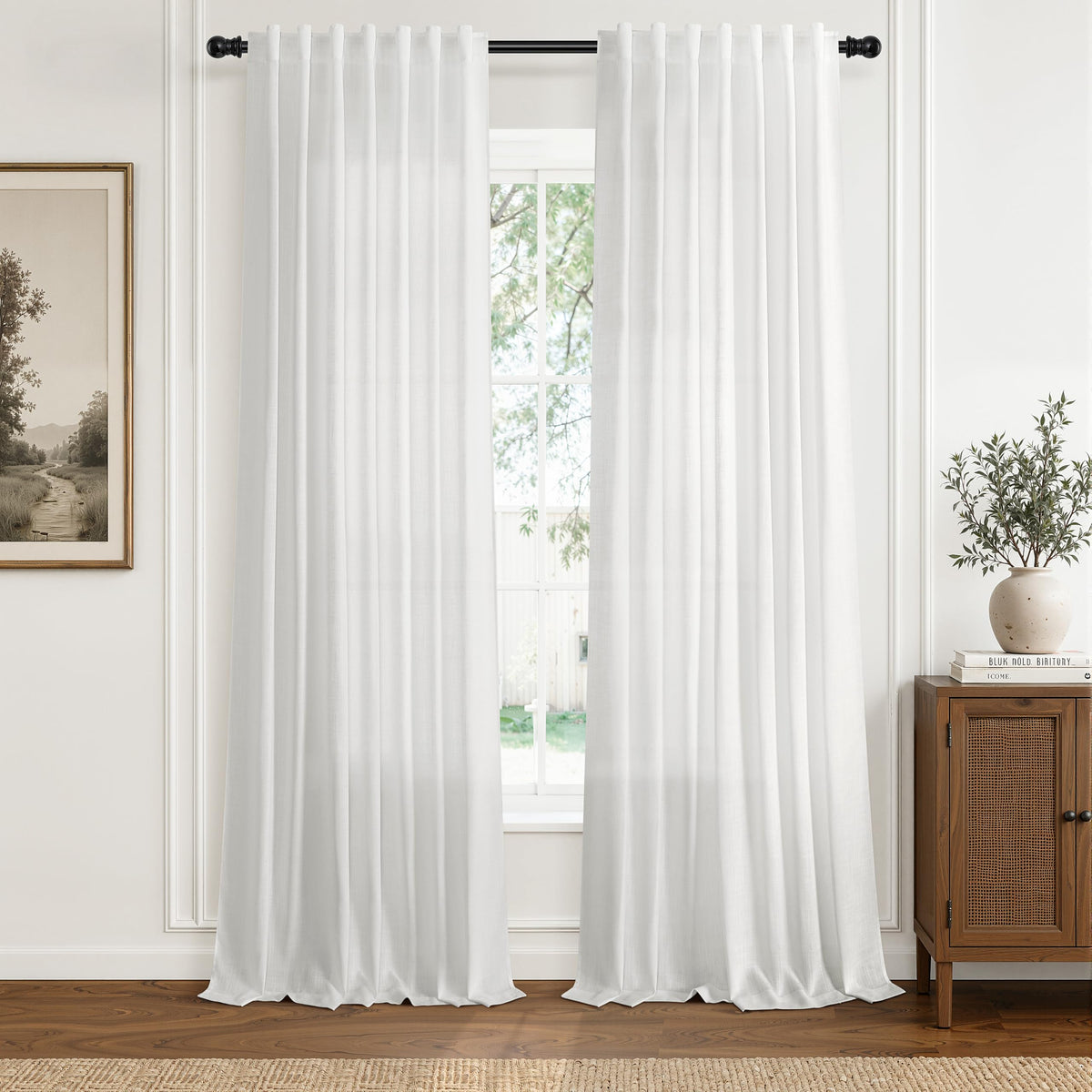 Off White Linen Curtains 120 Inches Long for Living Room 2 Panels (Off White / 52"W x 120"L (Pack of 2))