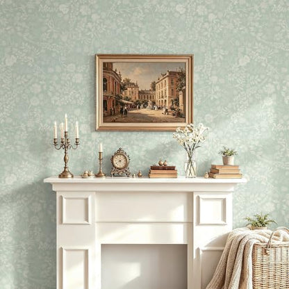 Green Floral Wallpaper Peel and Stick Contact Paper Leaf Modern Boho Farmhouse Wall Paper Self Adhesive Removable Wallpaper for Bathroom and Bedroom Vinyl 17.3"x197" (Light Green / 17.3" x 197")