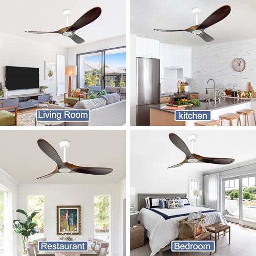 52'' Outdoor Ceiling Fan No Light (52 inch / White+Dark walnut)