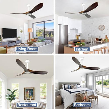 52'' Outdoor Ceiling Fan No Light (52 inch / White+Dark walnut)