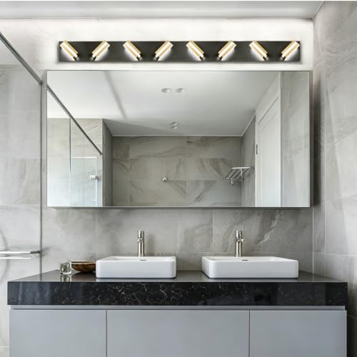 Bathroom Lights Fixtures Over Mirror (Black-Gold / 8-Light)