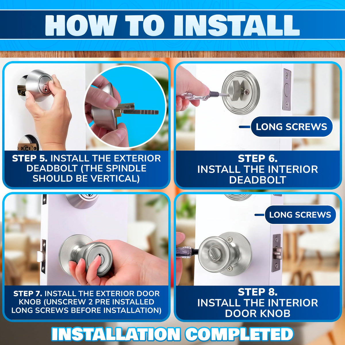 Mobile Home Door Knobs with Deadbolt (Silver)