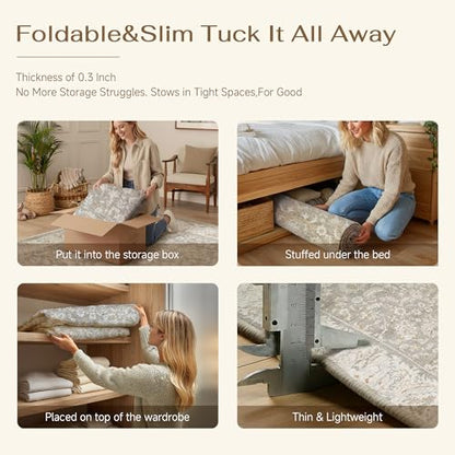 2x8 Taupe Washable Runner Rug Non Slip Retro Distressed Carpet (Distressed | Taupe / 2' x 8' (Runner))