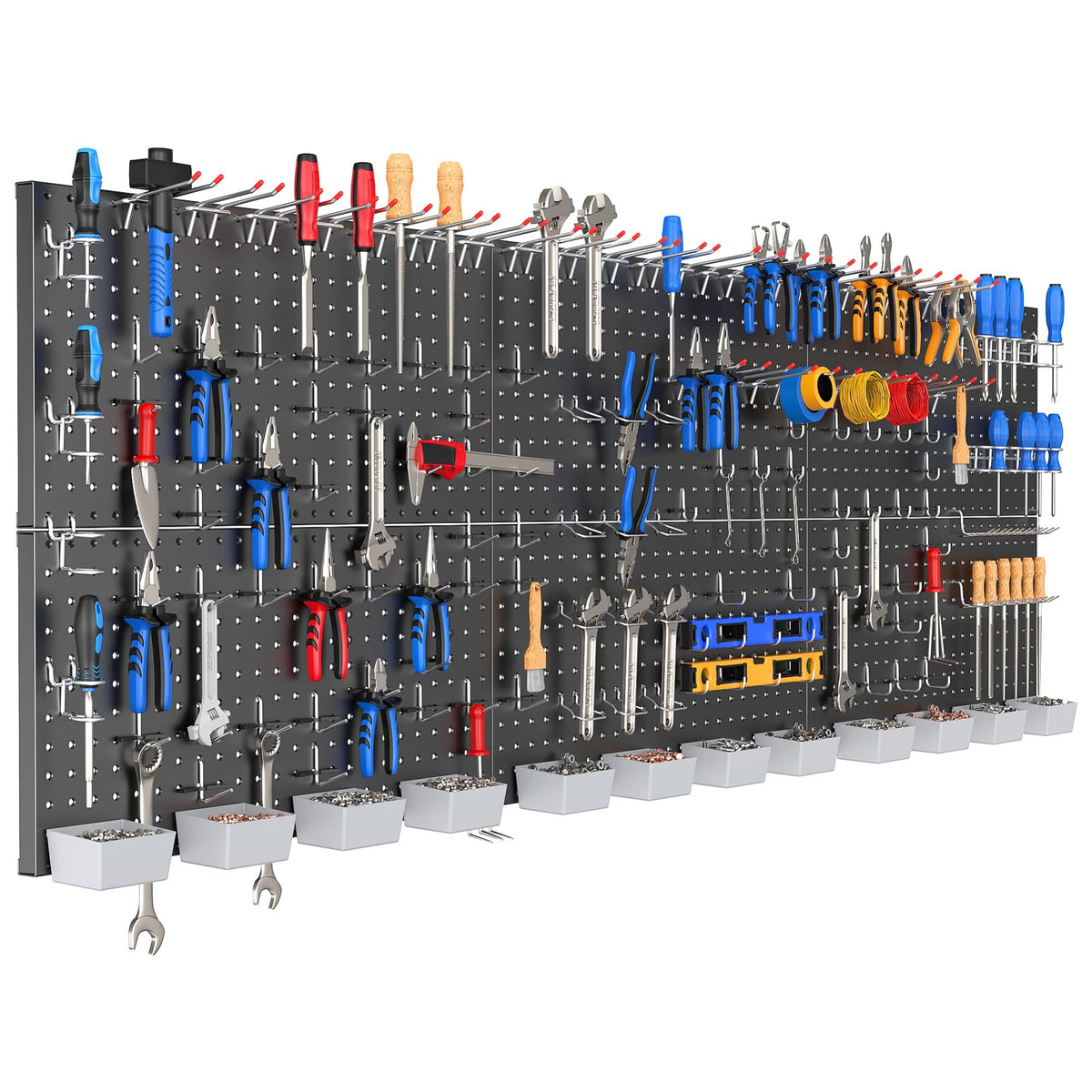 Garage Tools Organizer Boards Kit with Hooks (Black)