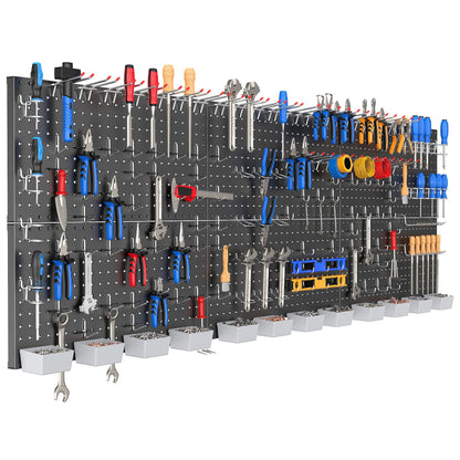 Garage Tools Organizer Boards Kit with Hooks (Black)