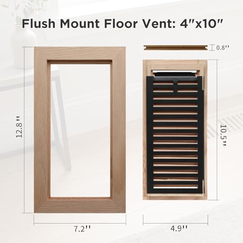 4x10 Inch Oak Floor Register (4x10 / Red-1pcs)