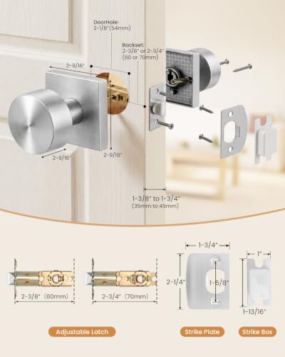 Door Knob Interior Privacy Quick Release Heavy Duty Zinc Alloy