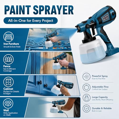 Cordless Paint Sprayer Electric Spray Paint Gun with High Capacity Container Easy to Clean for House Painting