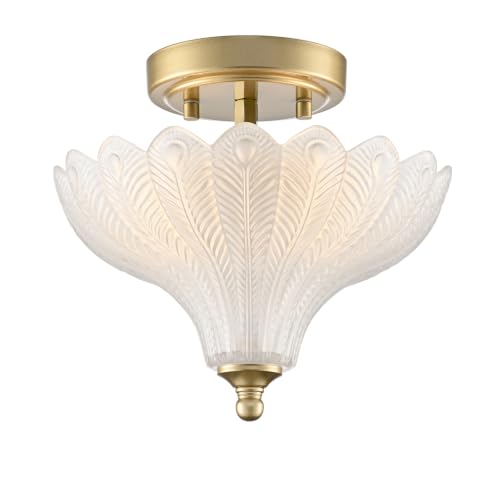 Glass Ceiling Light Semi Flush Mount Textured Glass Shade