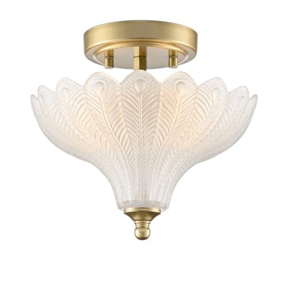 Glass Ceiling Light Semi Flush Mount Textured Glass Shade