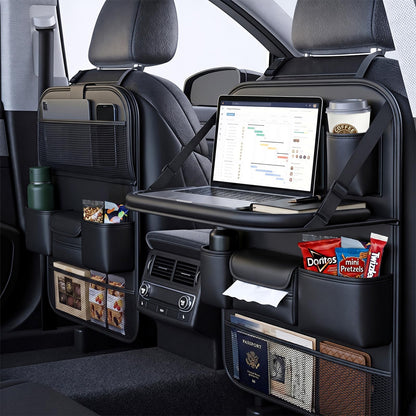 2 Pack Automotive Seat Back Organizers (Black 2-piece set)
