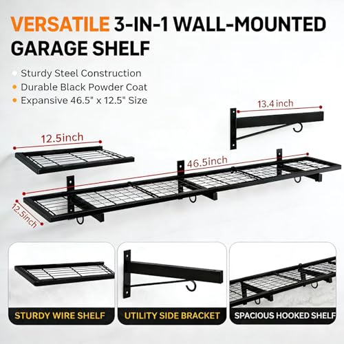 46" × 12" Garage Wall Shelving