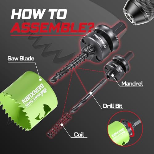 2-1/8 Inch(54mm) Hole Saw, 2PCS HSS Bi-Metal Hole Saw Kit with Shark Tooth Hole Cutter for Wood,Drywall, PVC Boards and Thin Metal (2 PCS 2-1/8")
