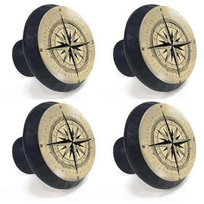 4 Pack Retro Nautical Compass Cabinet Knobs for Kitchen Bathroom