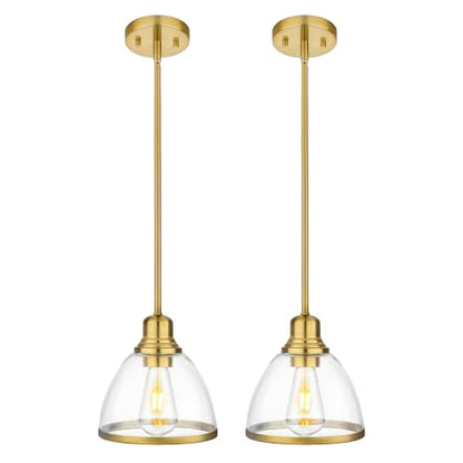 2 Pack Modern Pendant Lights (Brushed Gold)