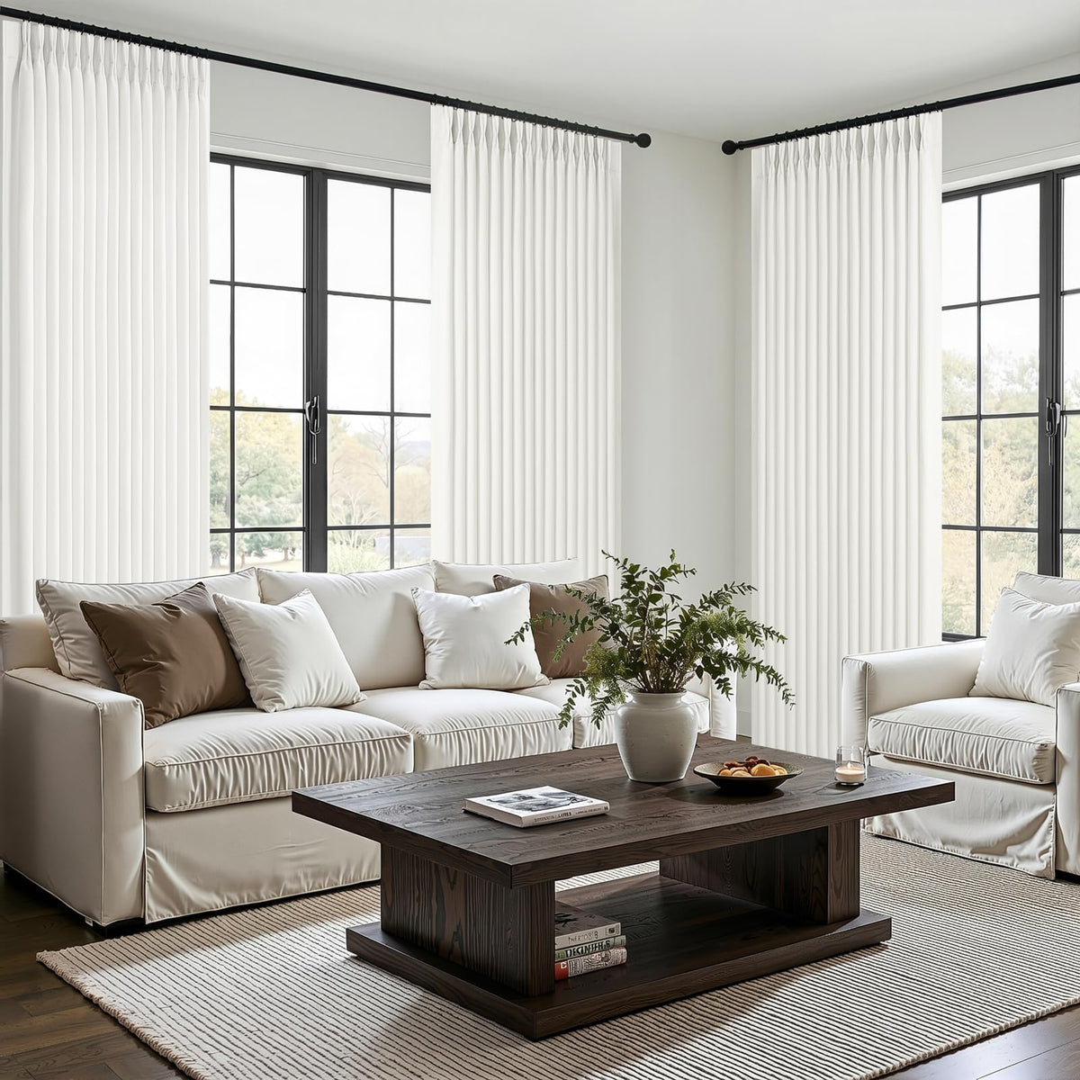 102 Inch Extra Long Curtains Solid White Blackout for Dining (Purewhite / 50"W x 102"L (Pack of 2))