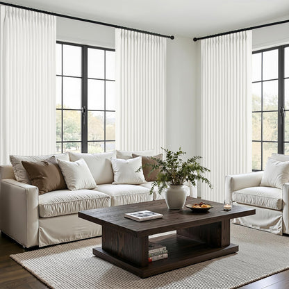 102 Inch Extra Long Curtains Solid White Blackout for Dining (Purewhite / 50"W x 102"L (Pack of 2))