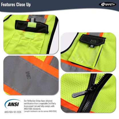 Hi Vis Reflective Safety Vests for Men Women High Visibility Vest with Pockets Mesh Construction Safety Apparel