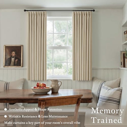 Oatmeal 100% Black Out Pinch Pleated Curtains 63 Inch Long for Bedroom (Oatmeal / 50"W x 63"L (Pack of 2))