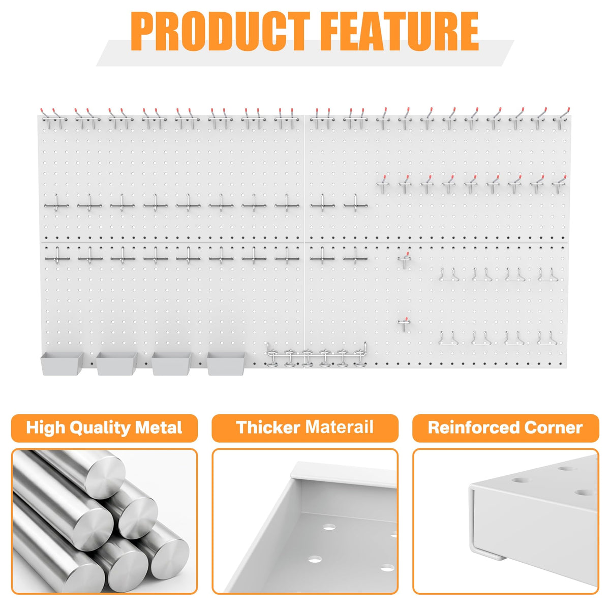 Garage Tools Organizer Boards Kit with Hooks (Gray)