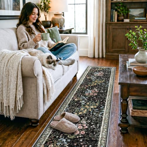 Washable Hallway Runner Rug 2x8 (Black / 2x8)