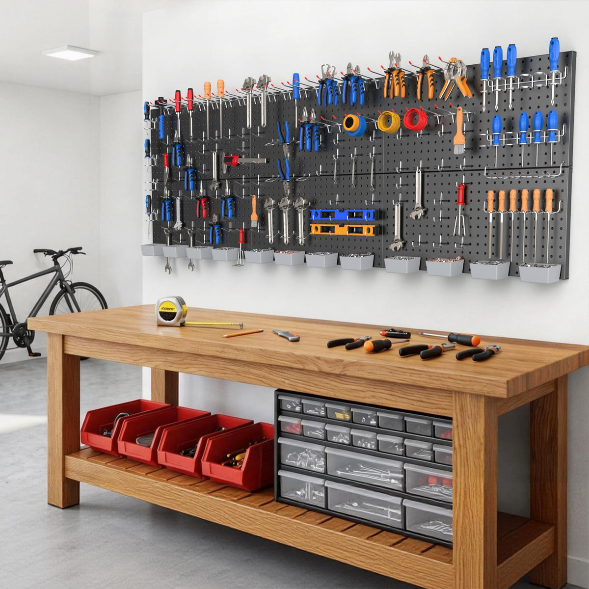 Garage Tools Organizer Boards Kit with Hooks (Black)
