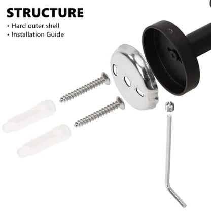 Matte Black Bathroom Robe Hook Heavy Duty Round Base Wall