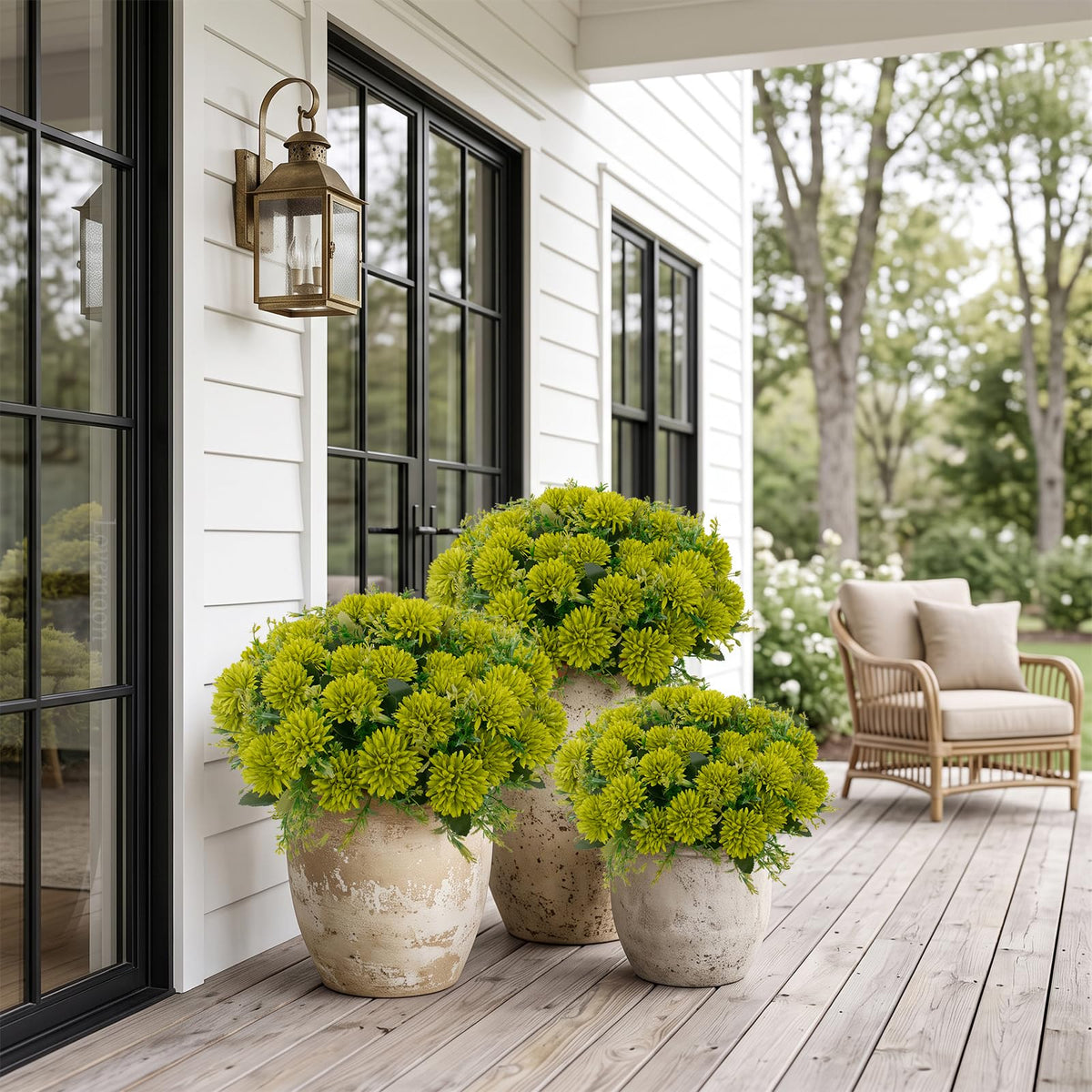 12Pcs Artificial Chrysanthemum Flowers (Green)