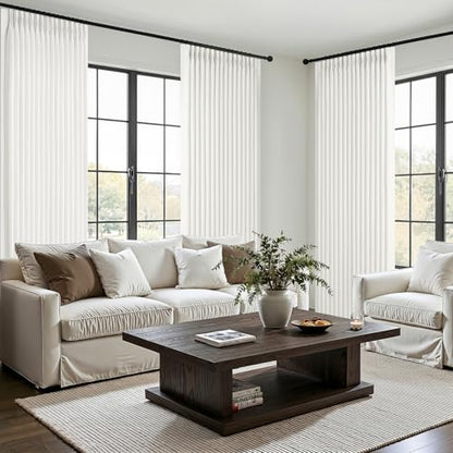 Extra Long Pinch Pleated Pure White Curtains 108 Inches Long for Living (Purewhite / 50"W x 108"L (Pack of 2))