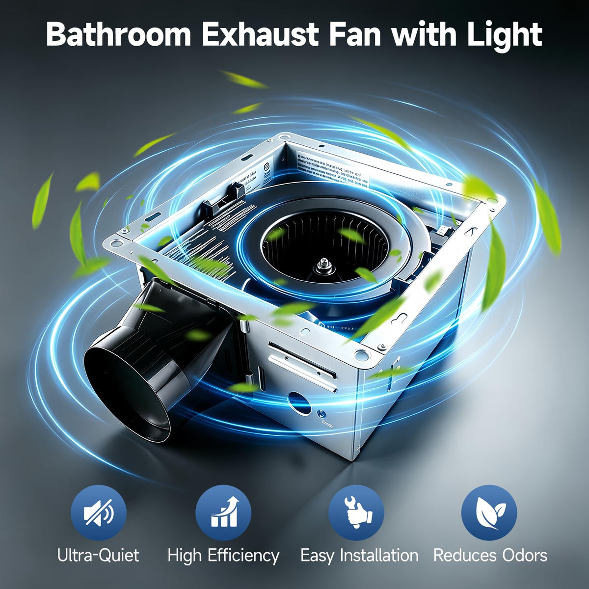 80 CFM Ultra Quiet Bathroom Exhaust Fan with Light (Opening 9"x9")
